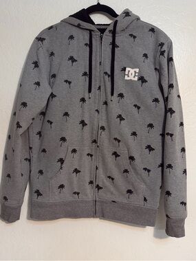 DC Shoes Hoodie Men’s M Palm Tree Zip Up Sweatshirt Fleece Sherpa Lined